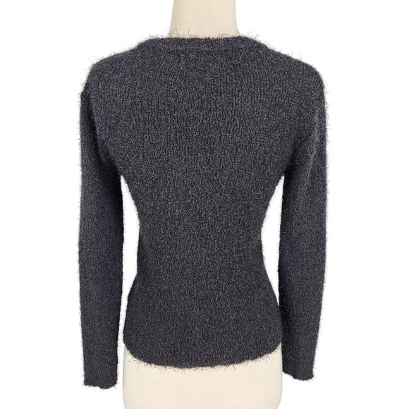 SALE Zalma Spark Eyelash Pullover Sweater Black Long Sleeve Size Small - Picture 4 of 5
